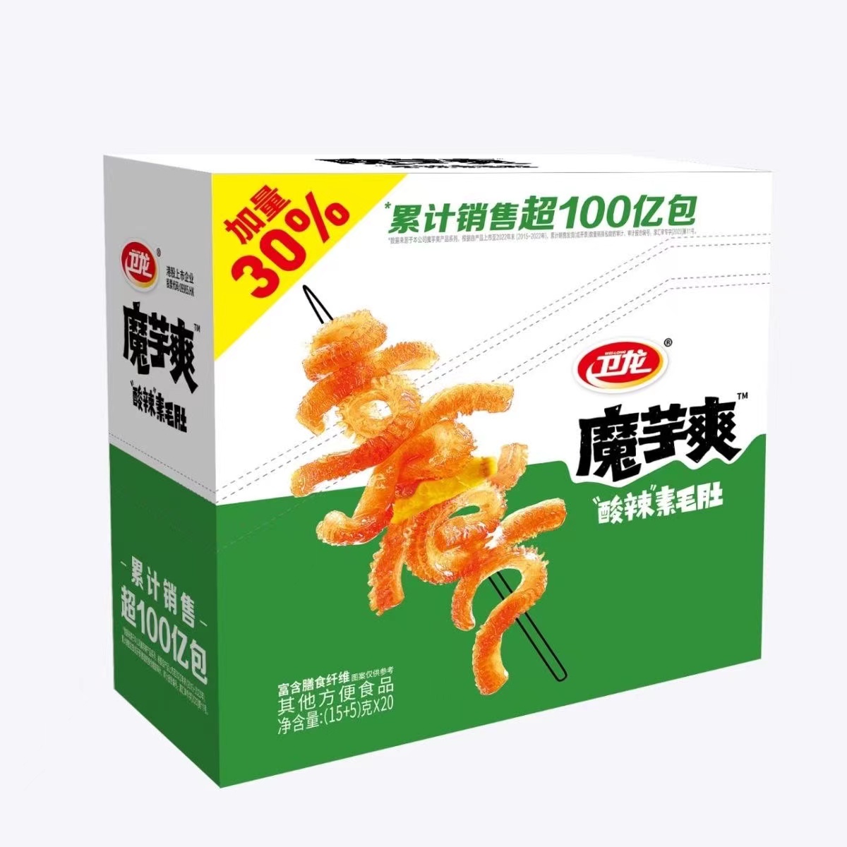 卫龙魔芋爽加量装20g魔芋素毛肚香辣麻辣酸辣解馋零食网红休闲品 - 图1