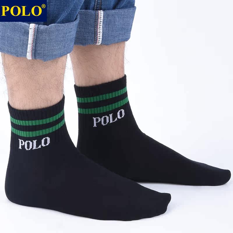 polo男潮流条纹夏季吸汗透气中筒袜 品伦内衣短袜/打底袜/丝袜/美腿袜