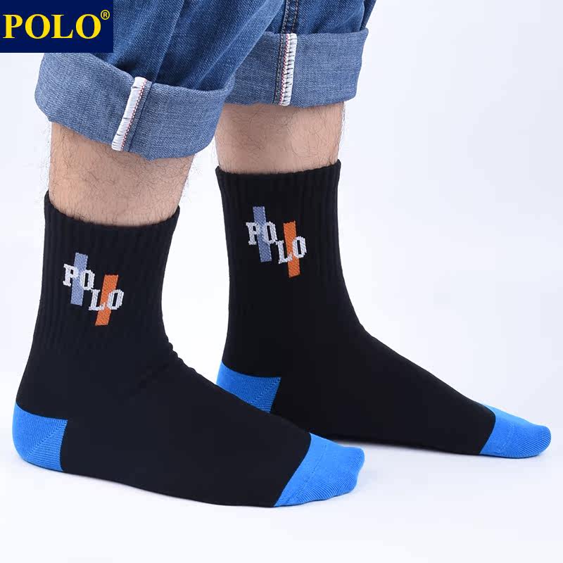 polo男字母潮流百搭秋冬厚款中筒袜 品伦内衣短袜/打底袜/丝袜/美腿袜