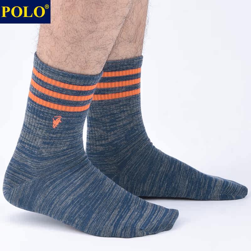 polo男士秋冬厚款条纹运动中筒袜 品伦内衣短袜/打底袜/丝袜/美腿袜