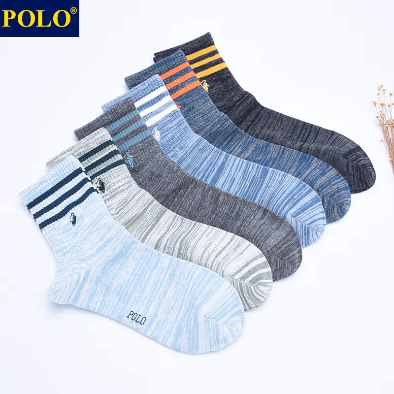 polo男士秋冬厚款条纹运动中筒袜 品伦内衣短袜/打底袜/丝袜/美腿袜