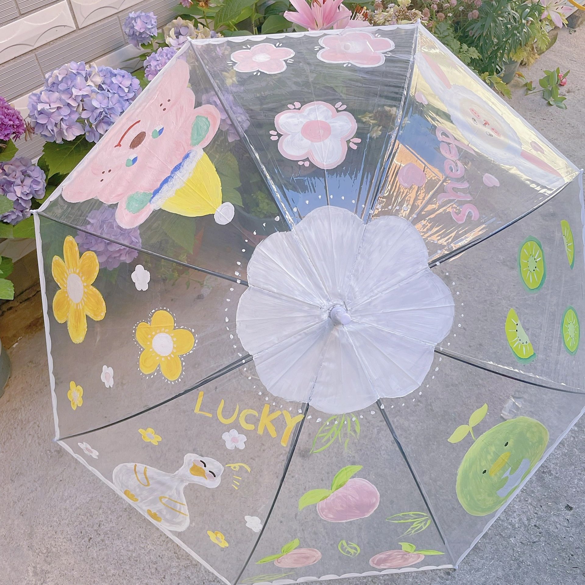 加粗加厚大号透明白网红女长直柄透明雨伞道具绘画伞儿童绘画DIY,淘宝优惠券,粉丝福利购,淘宝优惠卷