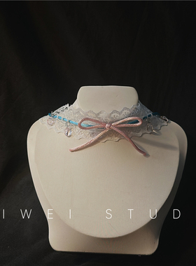 「元气少女」萝莉蕾丝网纱蝴蝶结小众纯欲风锁骨链颈带项圈女