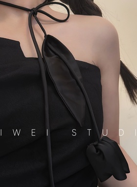 「赫本郁金香」绝美高质气质叶子花朵百搭绑发蝴蝶结长项链脖带