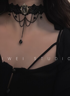 「朋克宫廷风」小众设计甜酷暗黑流苏亚文化锁骨链项圈choker女