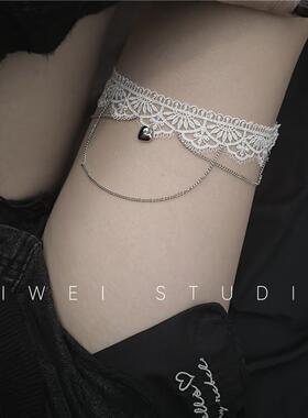 包邮纯欲少女爱心链条腿环