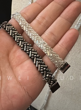 「闪闪bling」韩系博主风纯欲小众轻奢气质高级感钉珠choker项链