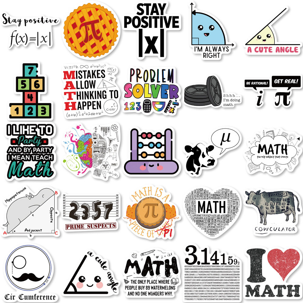 50张我爱数学math符号个性贴画笔记本电脑手机电动车头盔防水贴纸