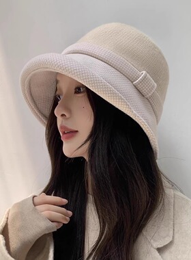 渔夫帽子女春秋季英伦风卷边保暖
