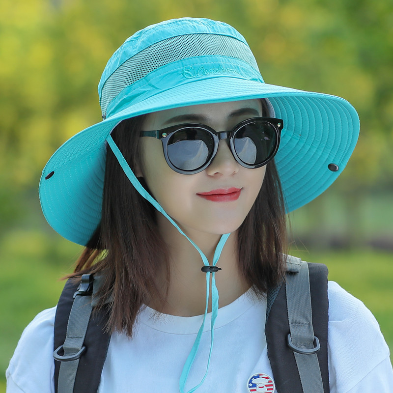 防晒帽子男夏天户外钓鱼太阳帽遮阳帽可折叠渔夫帽女登山大檐盆帽