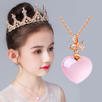 Children Necklace Accessories Girl Princess Necklace Pink Jewel Girl Wearing Crystal Jewellery Kid Pendant Trinket
