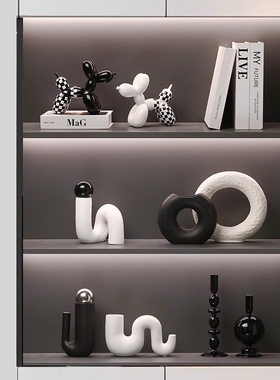 黑白抽象艺术装饰品摆件