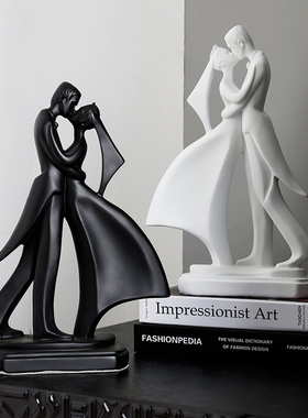 抽象艺术摆件桌面黑白舞者创意人物小众高级感家居简约现代装饰品