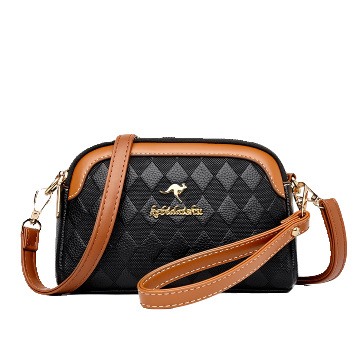 One shoulder crossbody fashionable double layer small genuine leather bag