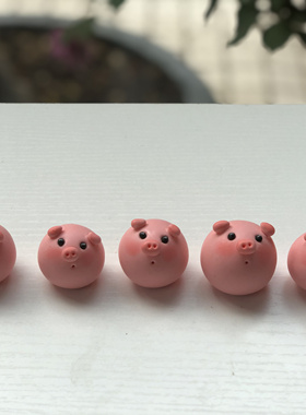 粉红小猪猪桌面摆件可爱车载中控台屏幕公仔玩偶萌萌树脂纯手工