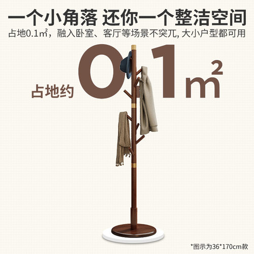 轻奢高端实木衣帽架落地卧室家用简易立式挂衣架网红铜素挂包架 - 图3