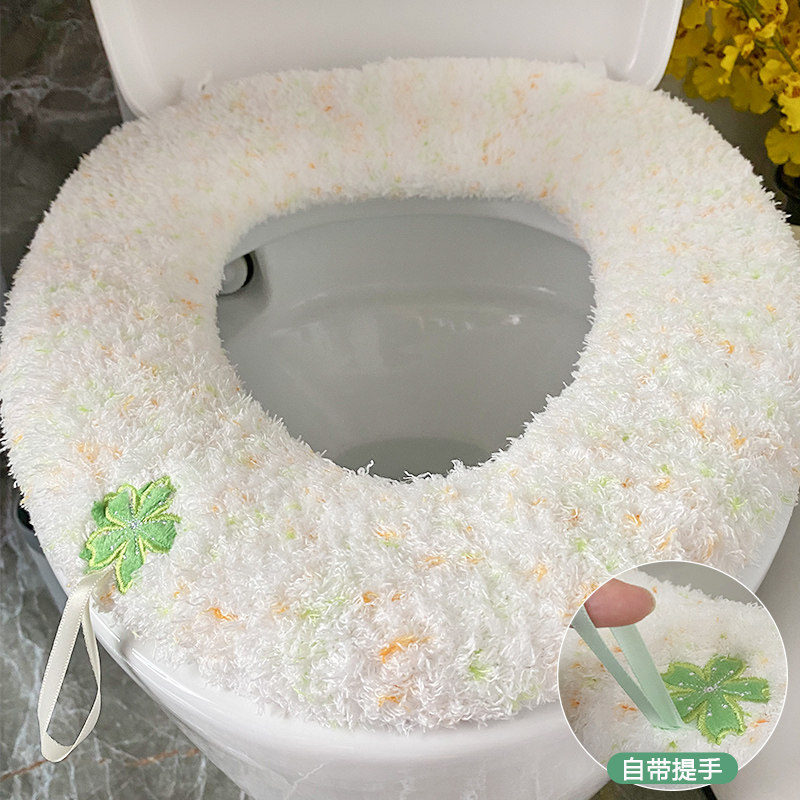 新款加厚家用马桶坐垫软绵绵全包通用保暖可爱半边绒座便垫带提手
