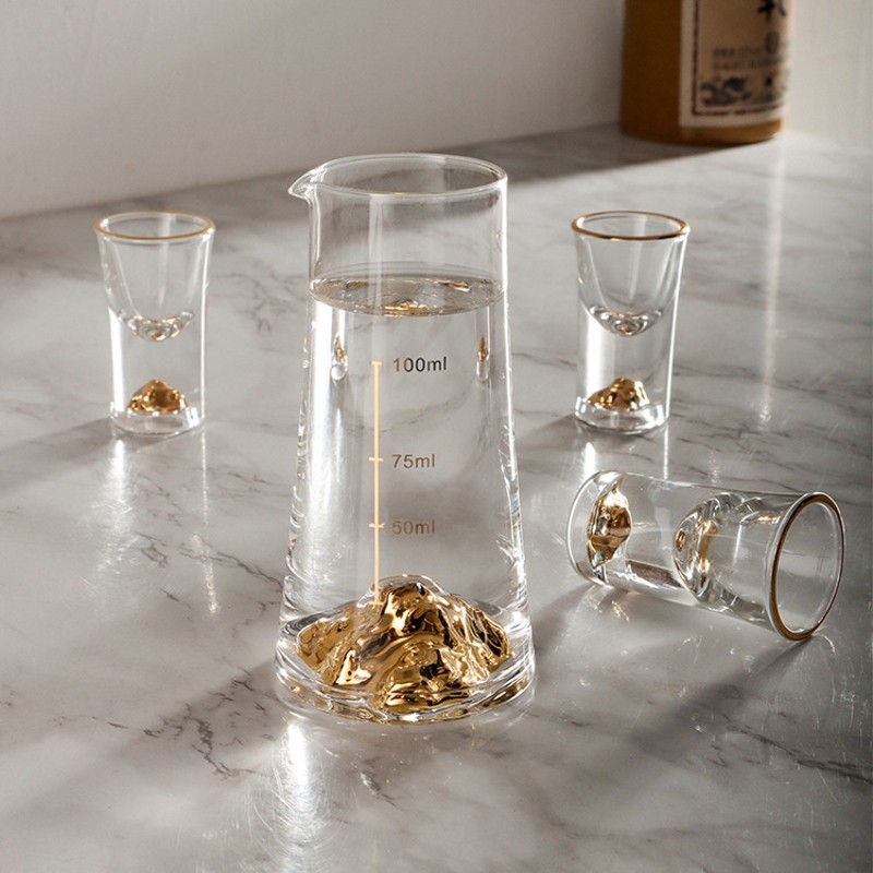 中式金山水晶玻璃分酒器白酒杯家用高端江山酒具酒壶带刻度烈酒杯,淘宝优惠券,粉丝福利购,淘宝优惠卷