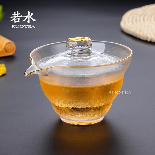 加厚耐热玻璃盖碗手抓壶日式锤纹初雪三才碗功夫茶具泡茶壶茶杯器 - 图0
