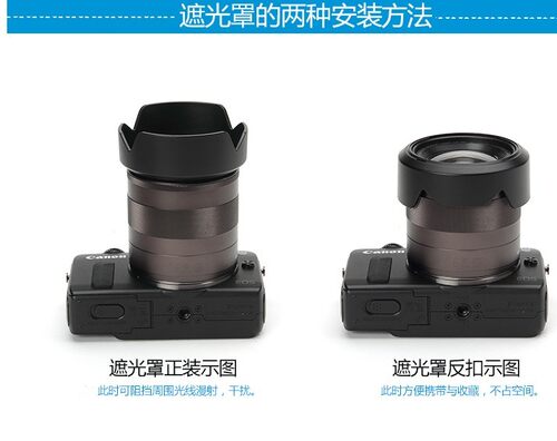 佳能EOS M6 M50 M100 M200微单相机配件 15-45镜头盖+遮光罩+UV镜 - 图2