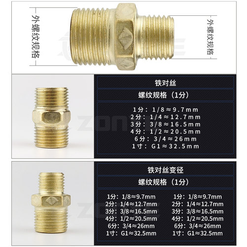 铁对丝镀锌双外丝接头螺纹直接1分2分3分4分转接头气动水管配件焊 - 图0