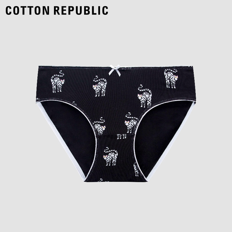 棉花共和国猫印花可爱性感女棉低腰内裤三角裤混色2条装51111829,淘宝优惠券,粉丝福利购,淘宝优惠卷