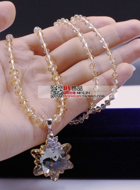 奥地利水晶雪绒花毛衣链长项链春夏节日礼物女韩版时尚百搭