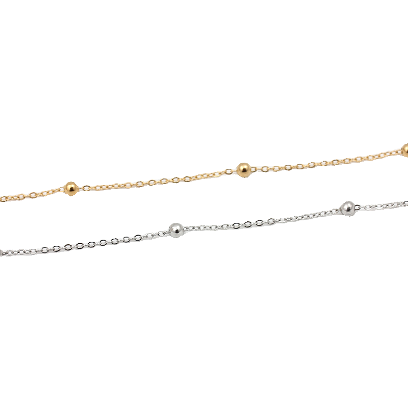 不掉色钛钢真空18k金包珠满天星链条手工特细金豆银豆链子diy配件,淘宝优惠券,粉丝福利购,淘宝优惠卷