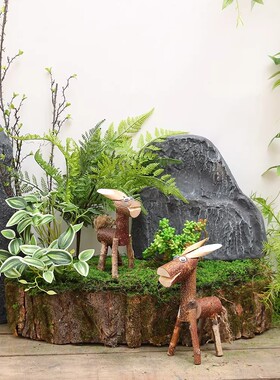 田园风木质动物装饰摆件