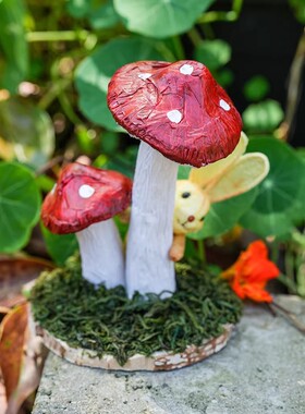 可爱蘑菇兔子造型装饰摆件