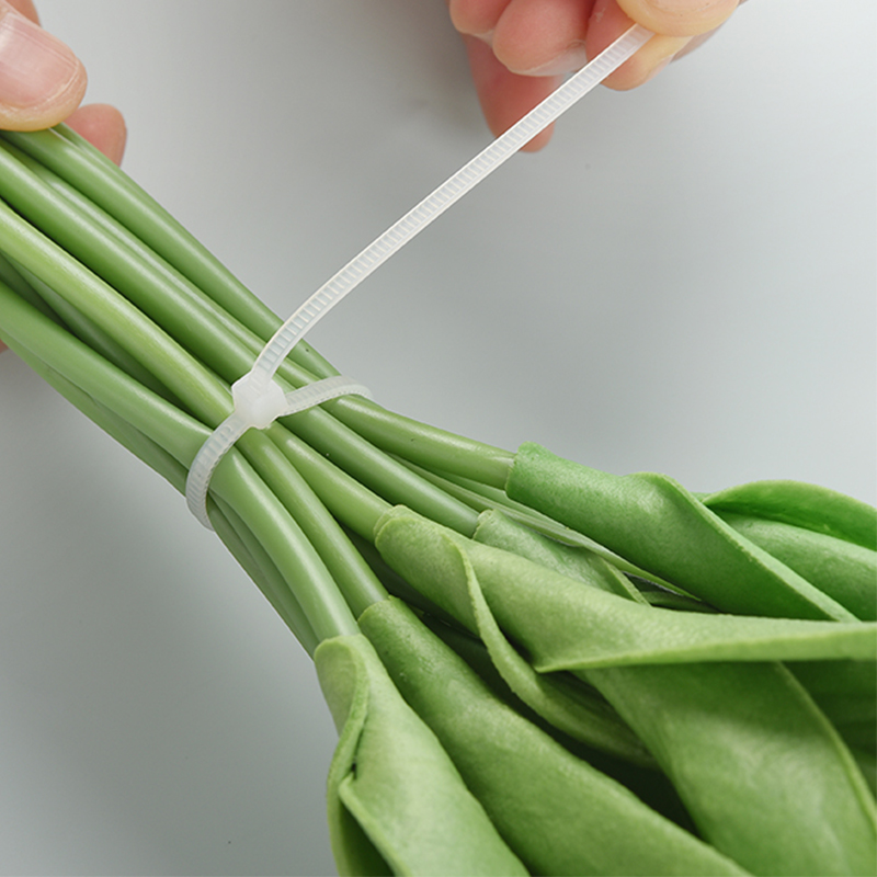 白色尼龙花束扎带鲜花包装材料花店用品塑料自锁式尼龙扎带卡扣 - 图1
