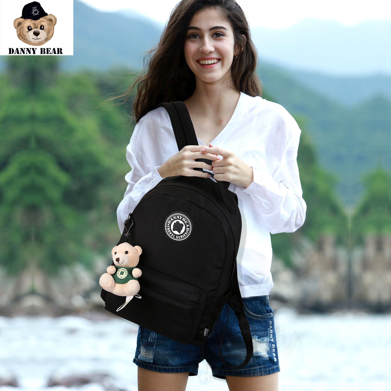 danny bear纯色休闲学院女包双肩包 dannybear酷玛仕双肩背包