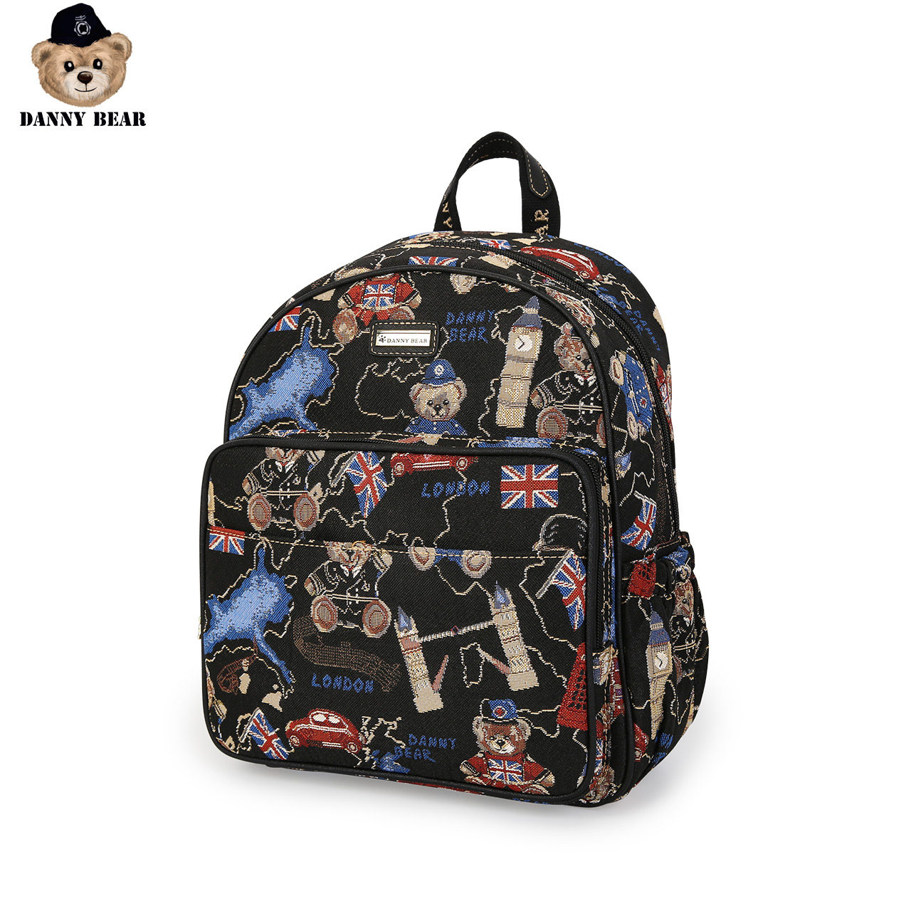 丹尼熊2020休闲布学生女黑色双肩包 dannybear酷玛仕双肩背包