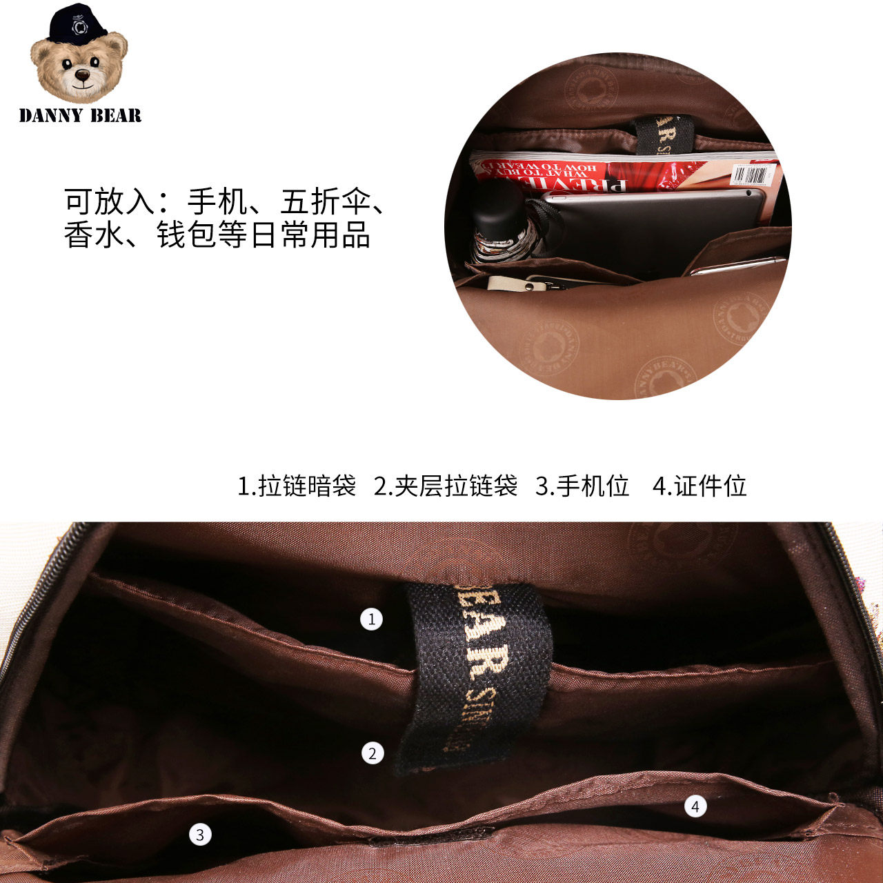 丹尼熊女大容量户外蓝精灵熊登山包 dannybear酷玛仕双肩背包