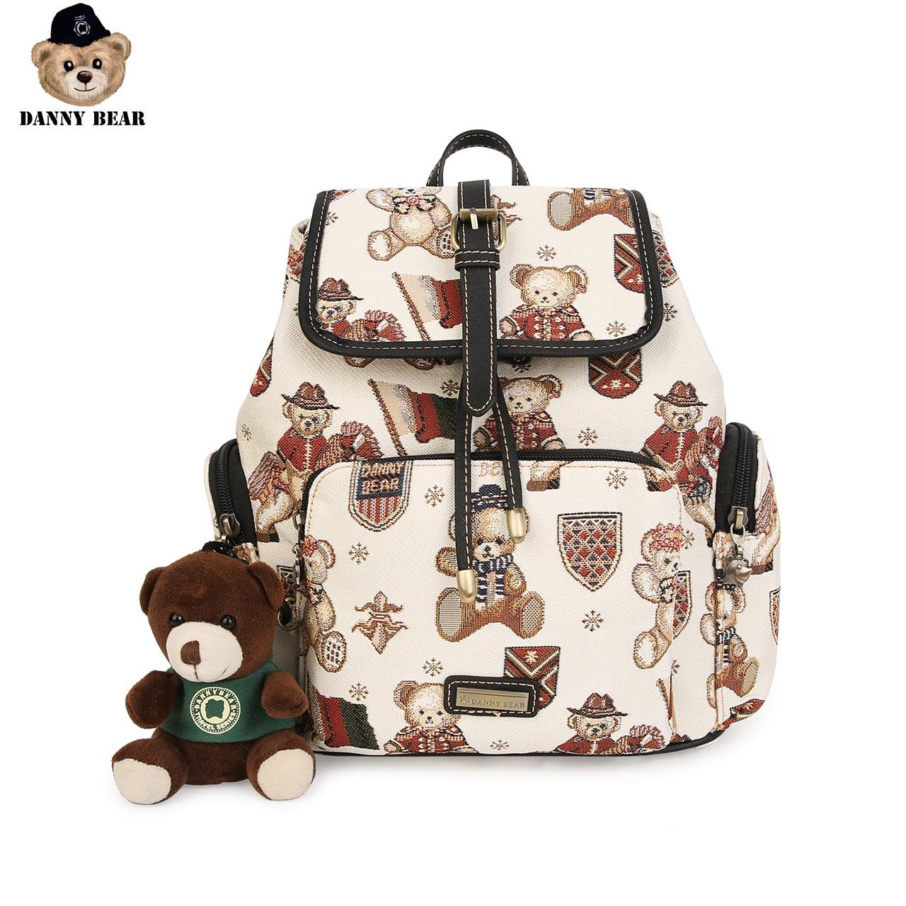 丹尼熊秋冬复古罗马小熊布包 dannybear酷玛仕双肩背包