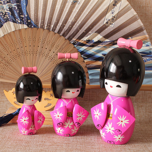 日本木偶娃娃和服樱花玩偶摆件日式和风套娃料理寿司店天然装饰品 - 图0