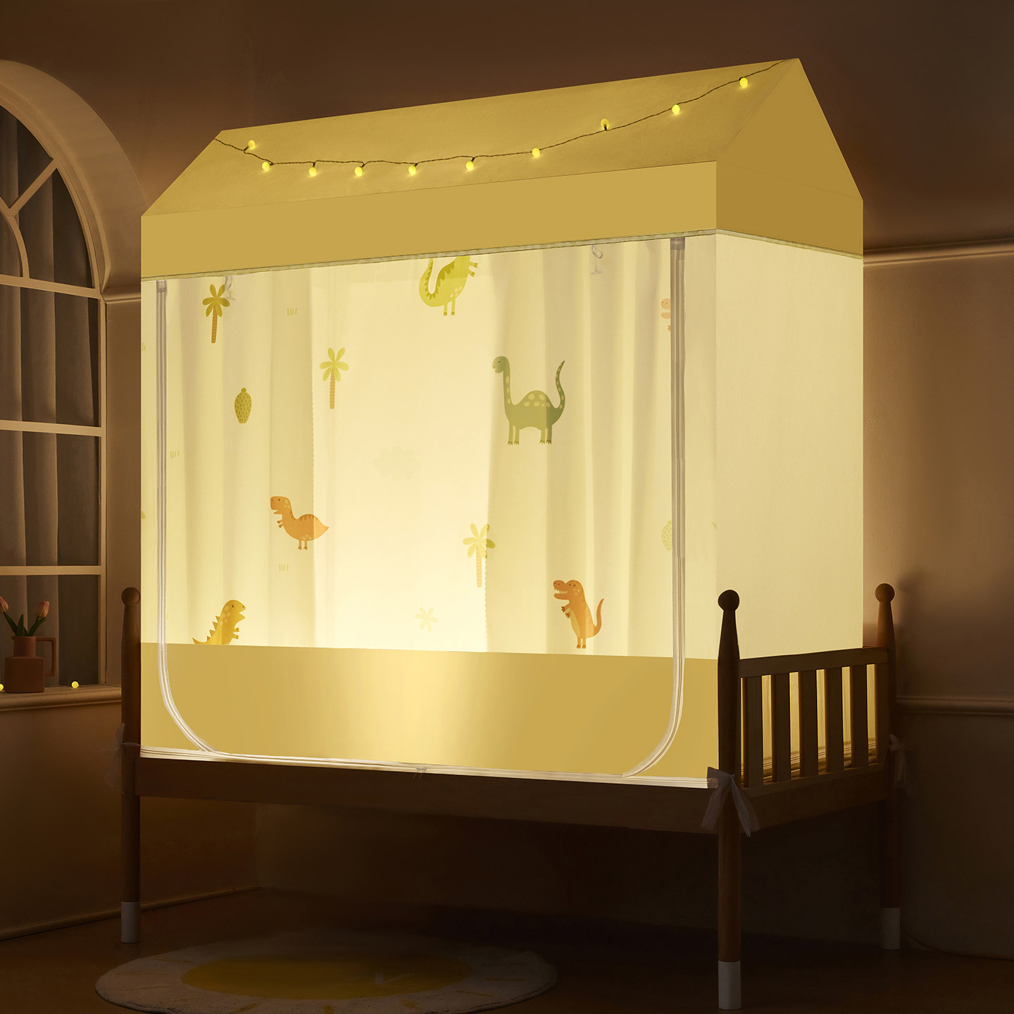 新款儿童床防摔蚊帐尺寸拼接床蒙古包婴儿宝宝床全底防掉床三开门,淘宝优惠券,粉丝福利购,淘宝优惠卷