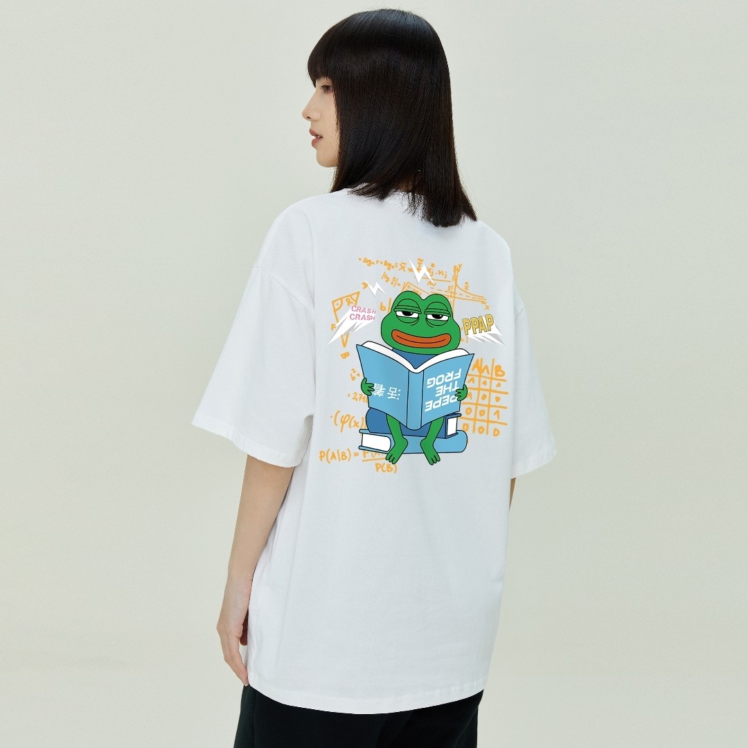 悲伤蛙 pepe the frog卡通logo印花宽松休闲圆领短袖t恤 男女同款