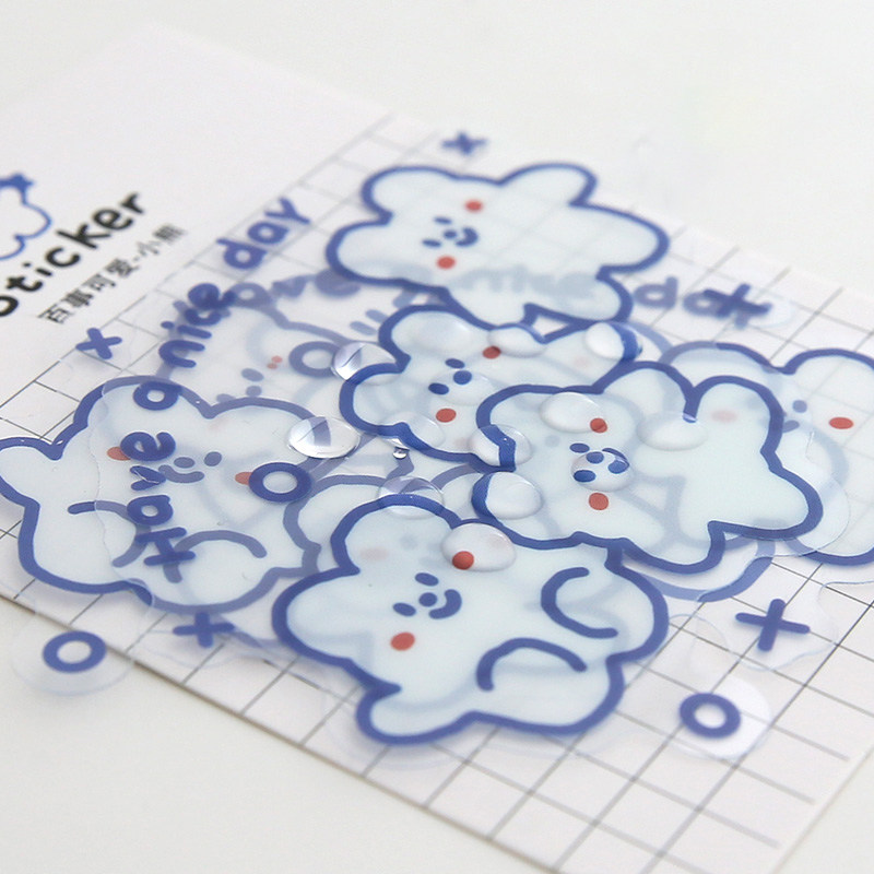 一禾 ins小熊贴纸可爱手账儿童少女小兔子动物表情包透明防水装饰,淘宝优惠券,粉丝福利购,淘宝优惠卷