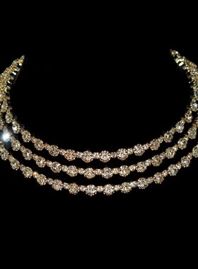 水钻合金水波链女新娘套装项链