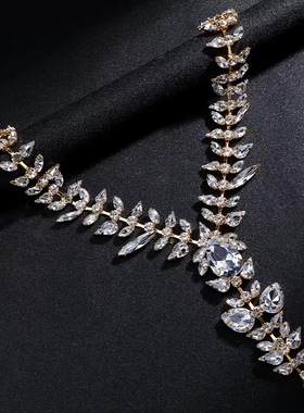 水晶玻璃水波链女超闪锁骨项链