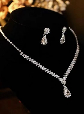 水钻合金水波链女超闪首饰套链