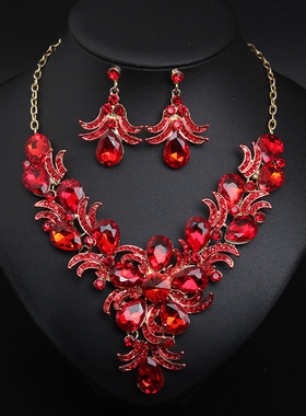 新娘礼服水晶耳环女宴会表演项链