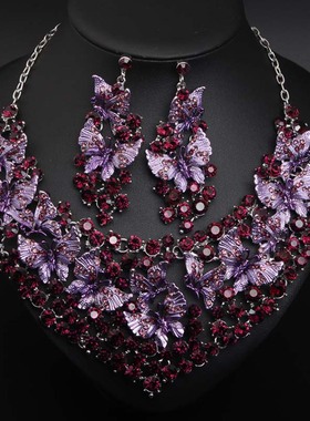 欧美夸张装饰项链女蝴蝶绿宴会