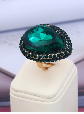 水晶女奢华时尚气质百搭开口戒指