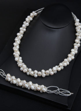 异形手链编织新娘礼服淡水珍珠