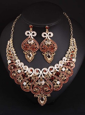 欧美奢华水钻宝石项链礼服婚宴