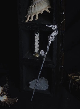 小众设计感海马纯银发簪