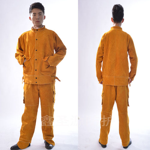 牛皮电焊工作服套装 焊工焊接防护服 隔热围裙防烫防阻燃劳保皮衣 - 图3