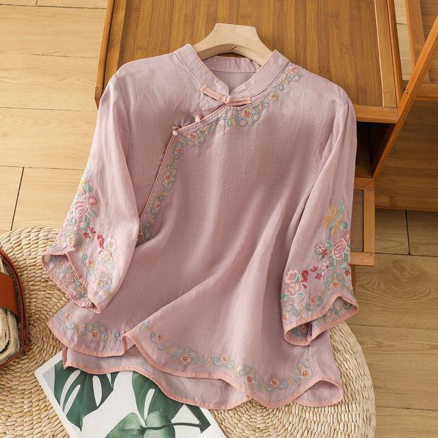 ລະດູຮ້ອນຂອງແມ່ຍິງ Zen Hanfu Cheongsam ເທິງ